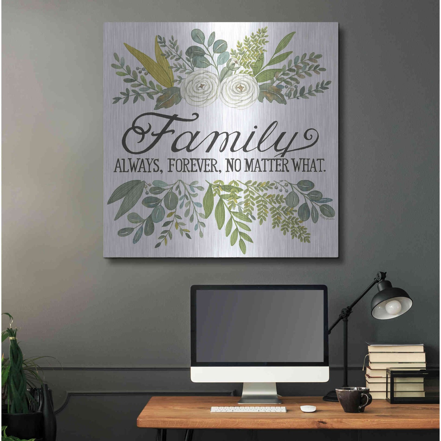 Luxe Metal Art 'Family Always, Forever' by Deb Strain, Metal Wall Art,36x36