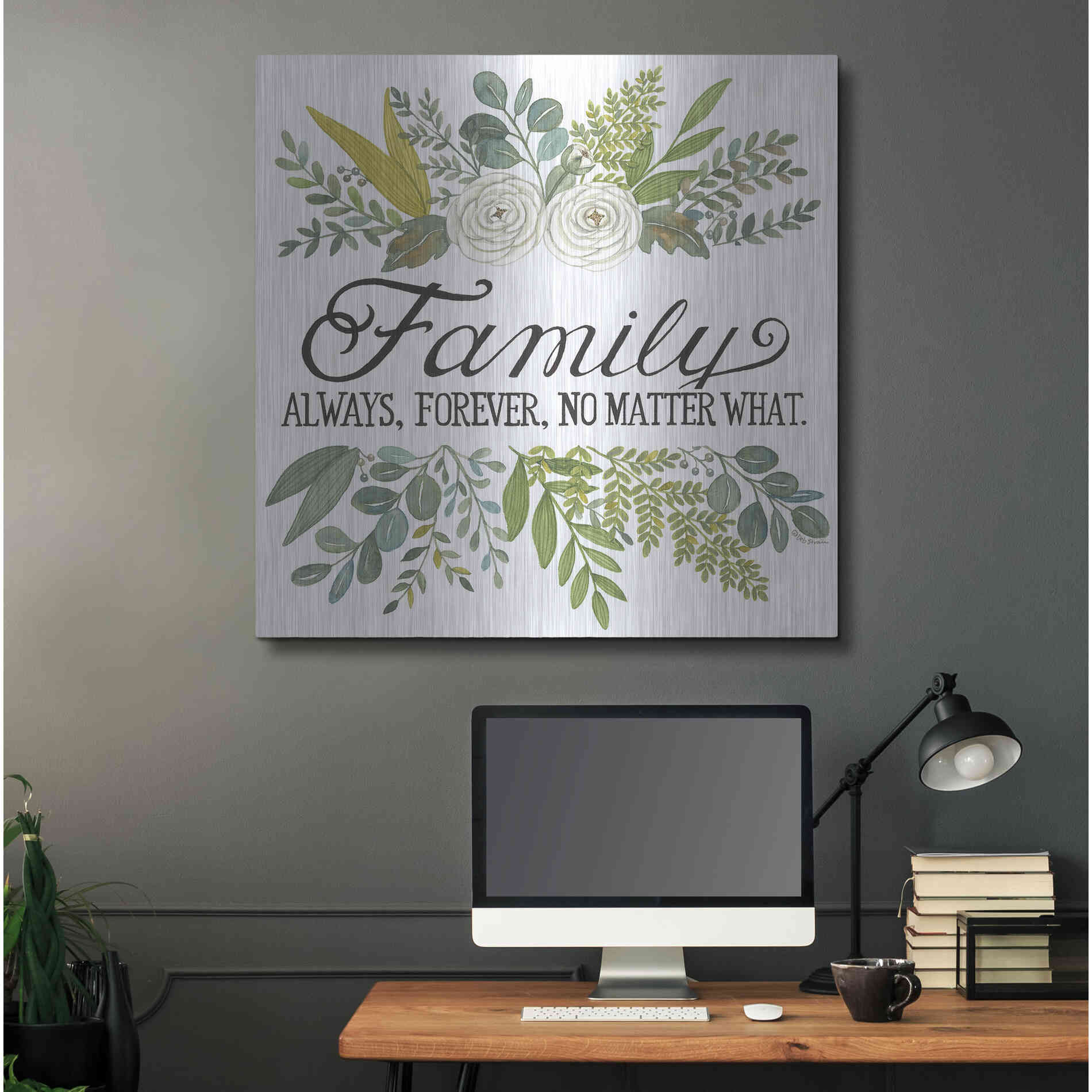 Luxe Metal Art 'Family Always, Forever' by Deb Strain, Metal Wall Art,36x36