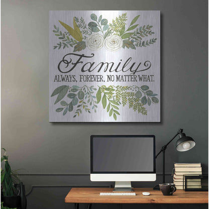 Luxe Metal Art 'Family Always, Forever' by Deb Strain, Metal Wall Art,36x36