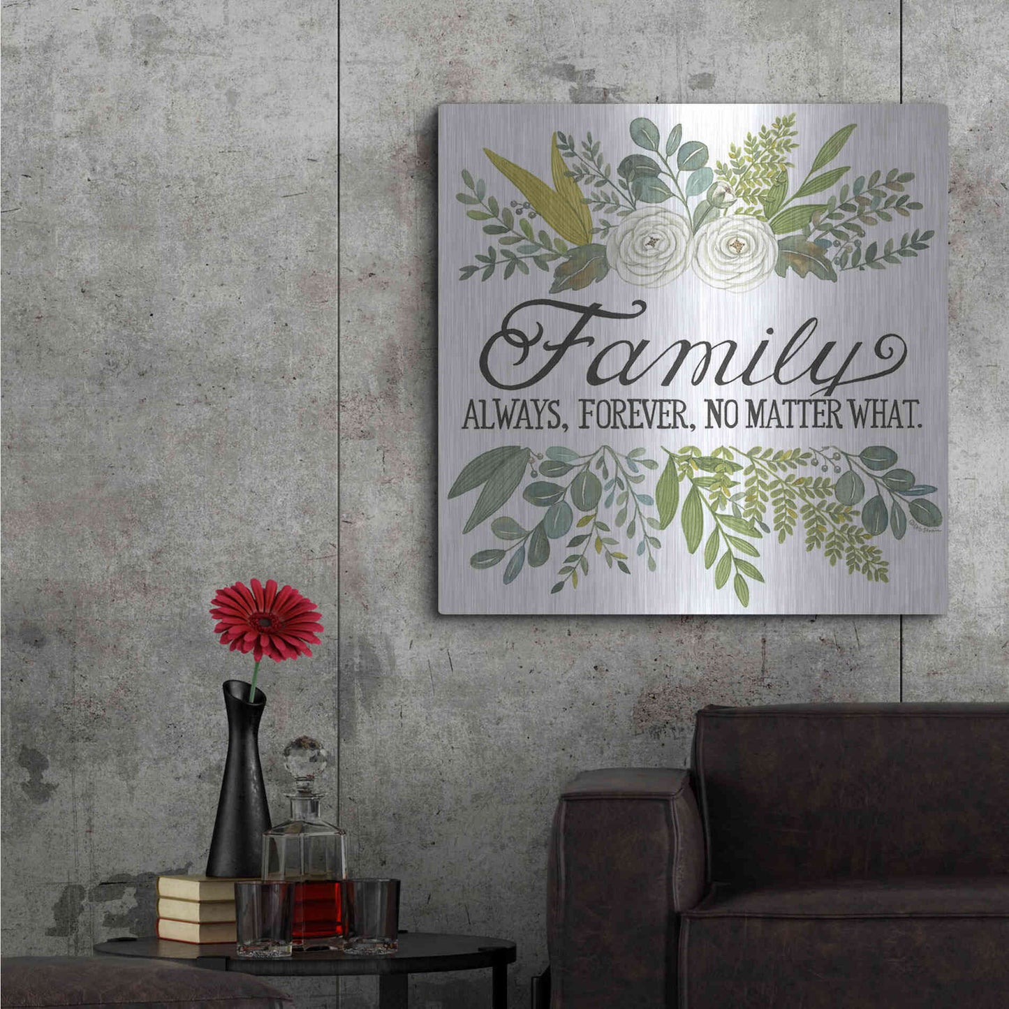 Luxe Metal Art 'Family Always, Forever' by Deb Strain, Metal Wall Art,36x36