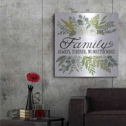 Luxe Metal Art 'Family Always, Forever' by Deb Strain, Metal Wall Art,36x36