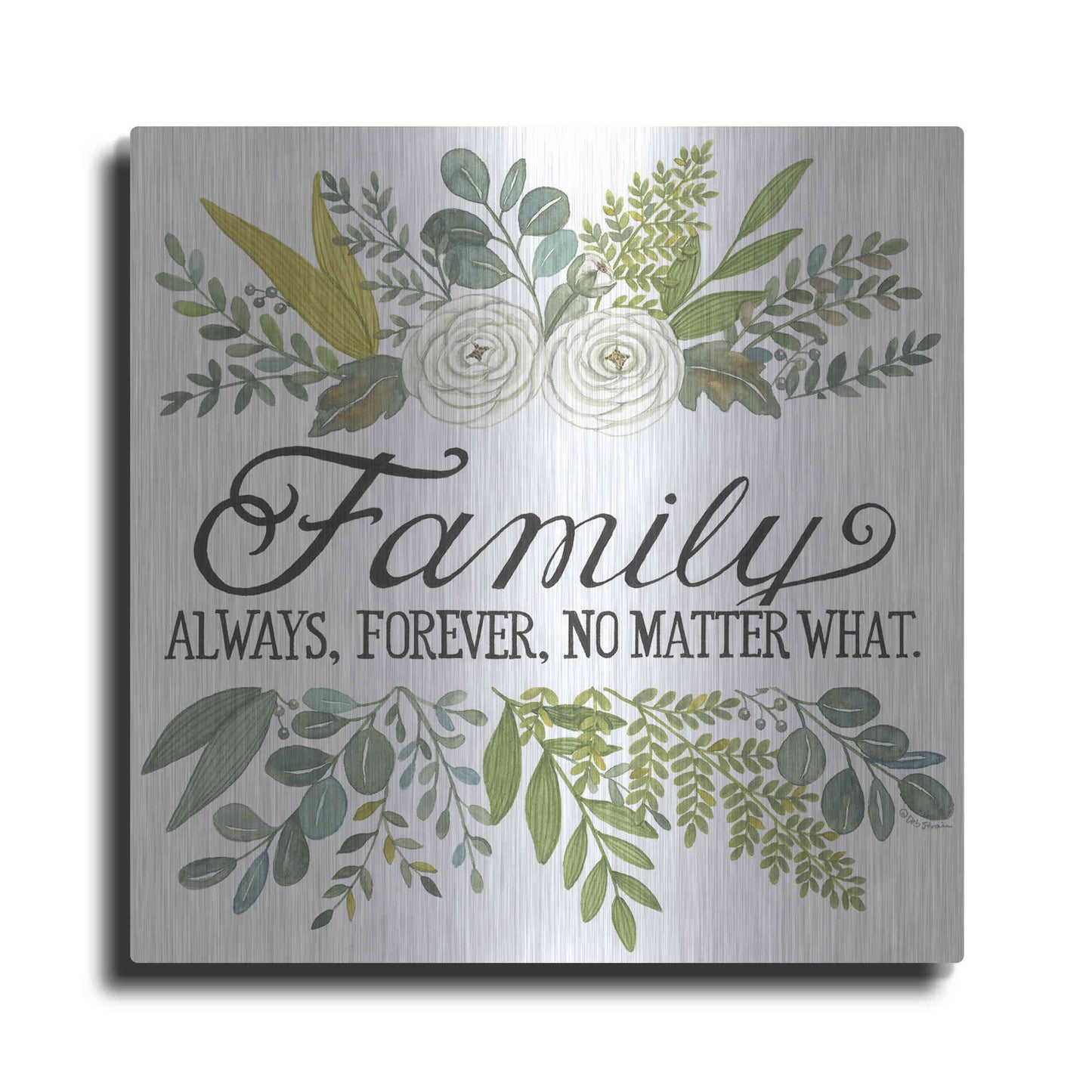Luxe Metal Art 'Family Always, Forever' by Deb Strain, Metal Wall Art