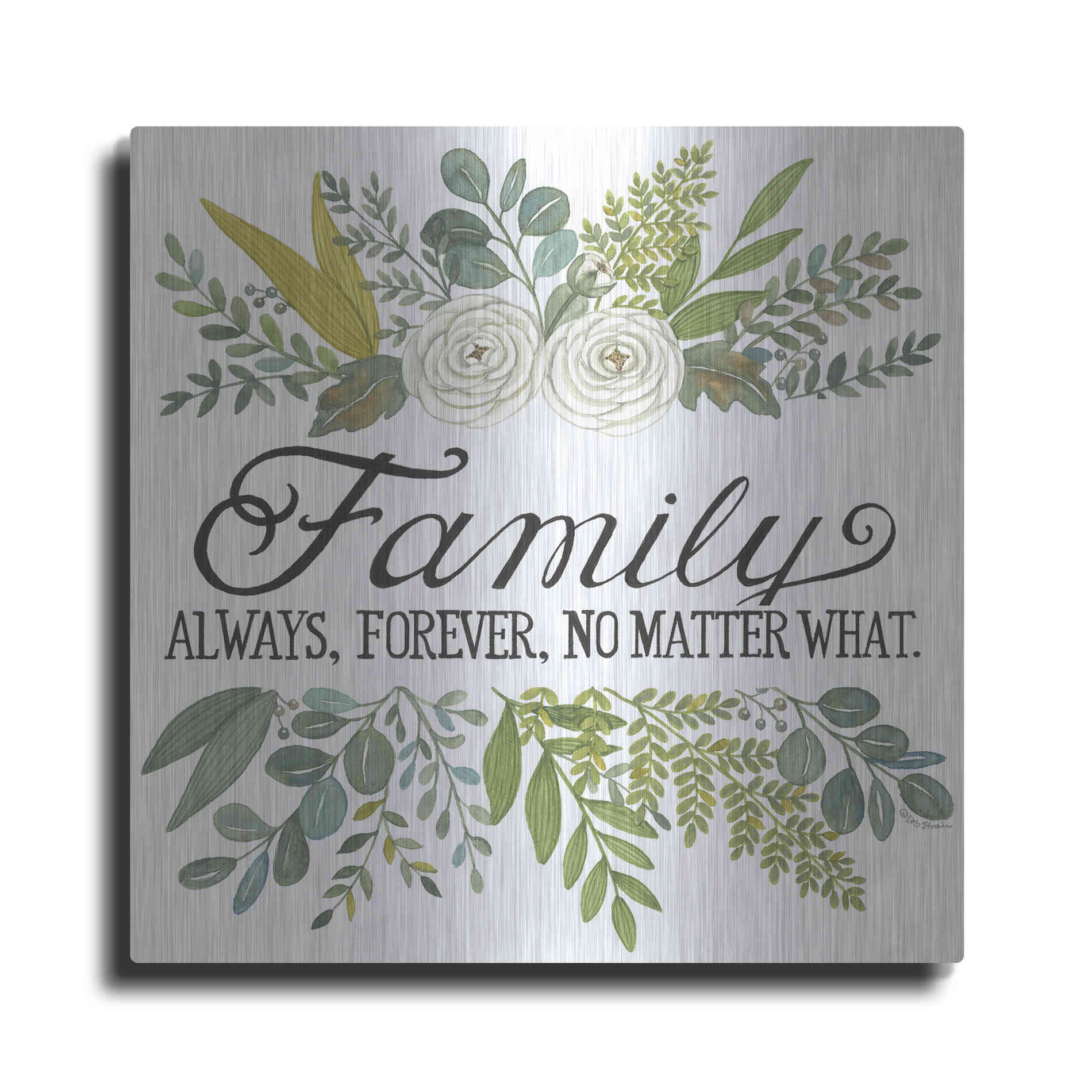 Luxe Metal Art 'Family Always, Forever' by Deb Strain, Metal Wall Art