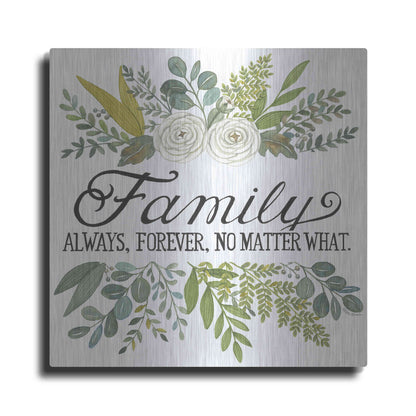 Luxe Metal Art 'Family Always, Forever' by Deb Strain, Metal Wall Art