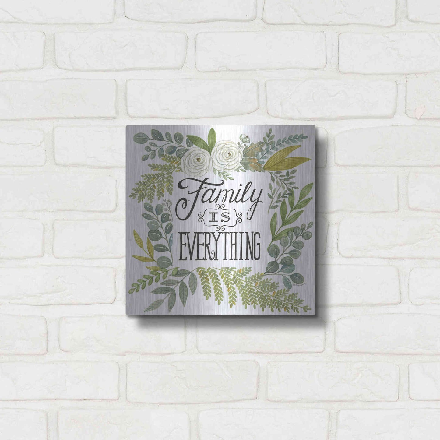 Luxe Metal Art 'Family Is Everything' by Deb Strain, Metal Wall Art,12x12