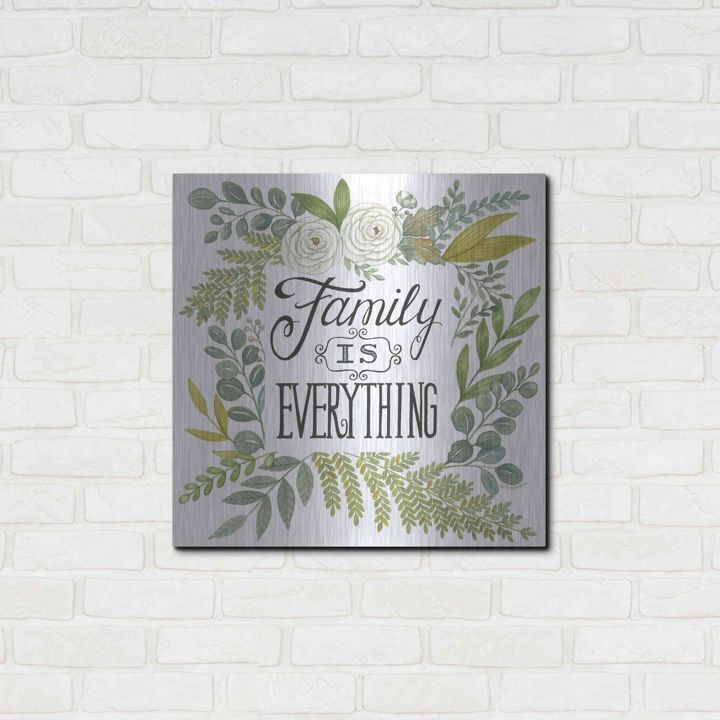Luxe Metal Art 'Family Is Everything' by Deb Strain, Metal Wall Art,24x24