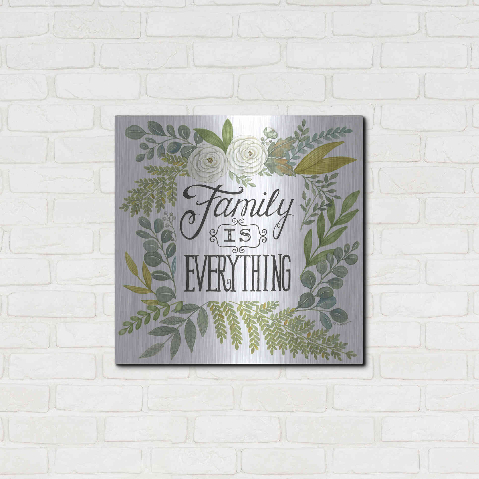 Luxe Metal Art 'Family Is Everything' by Deb Strain, Metal Wall Art,24x24