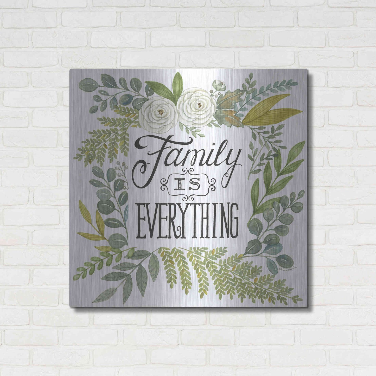Luxe Metal Art 'Family Is Everything' by Deb Strain, Metal Wall Art,36x36