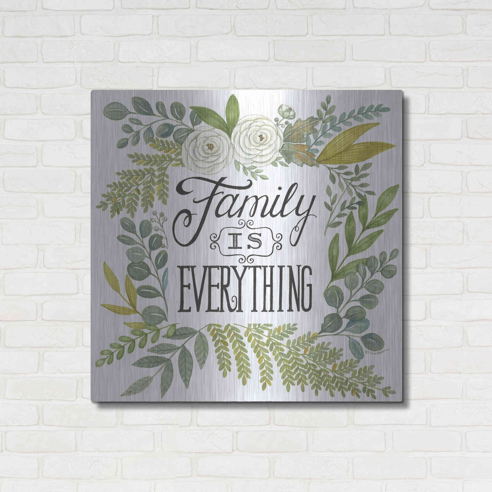 Luxe Metal Art 'Family Is Everything' by Deb Strain, Metal Wall Art,36x36