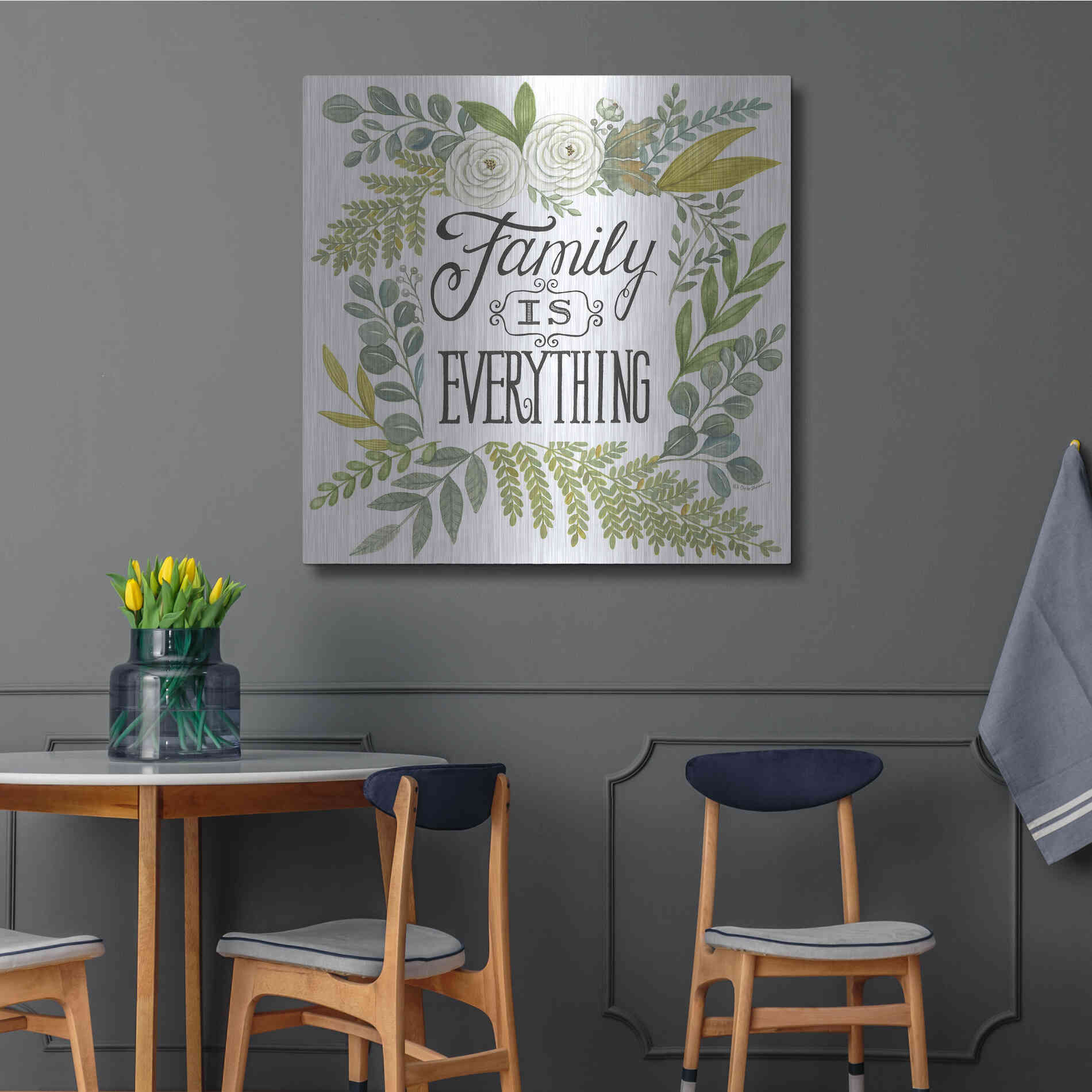 Luxe Metal Art 'Family Is Everything' by Deb Strain, Metal Wall Art,36x36