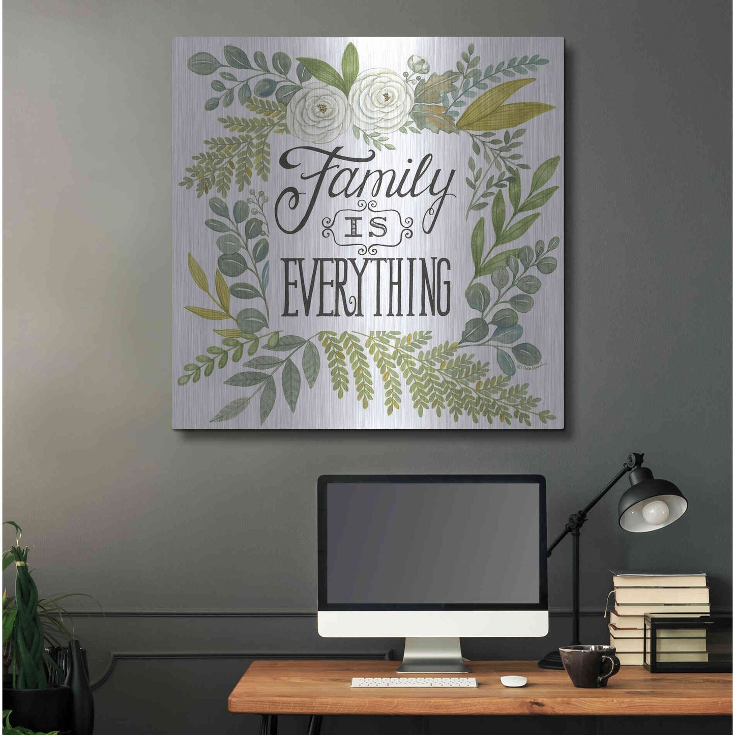 Luxe Metal Art 'Family Is Everything' by Deb Strain, Metal Wall Art,36x36