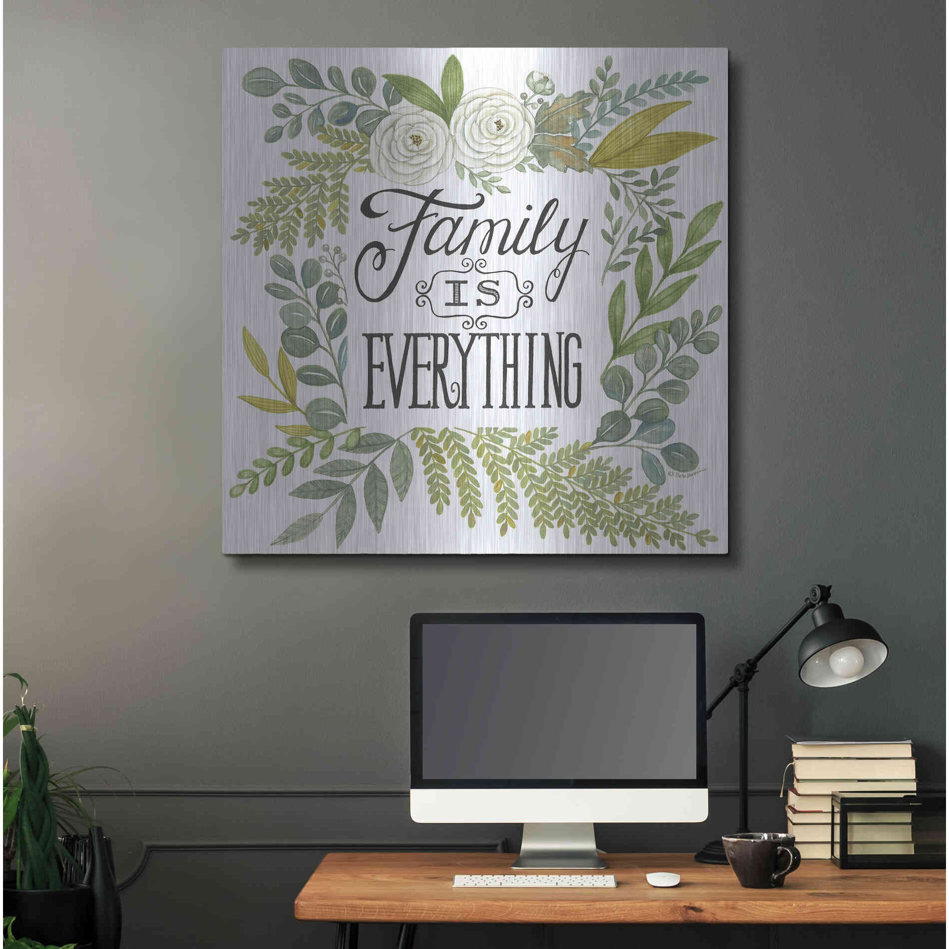 Luxe Metal Art 'Family Is Everything' by Deb Strain, Metal Wall Art,36x36