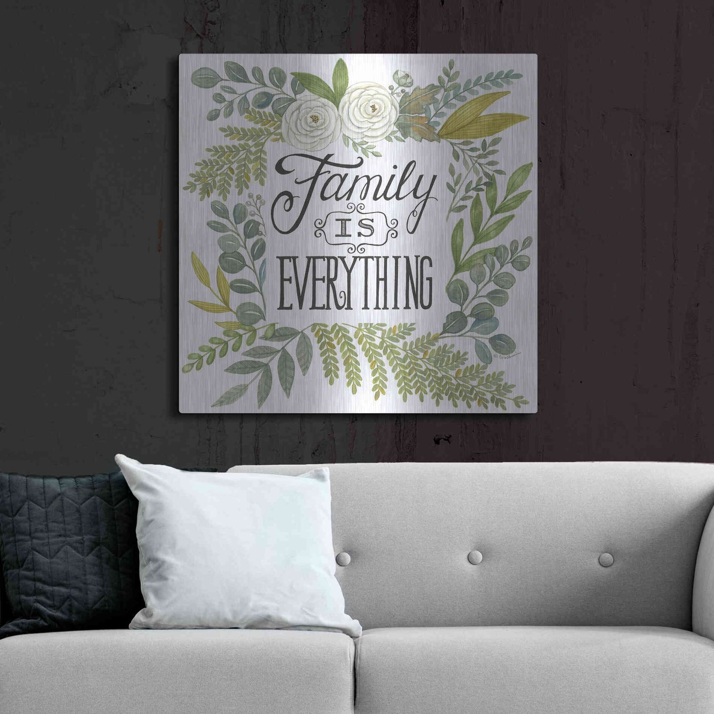 Luxe Metal Art 'Family Is Everything' by Deb Strain, Metal Wall Art,36x36