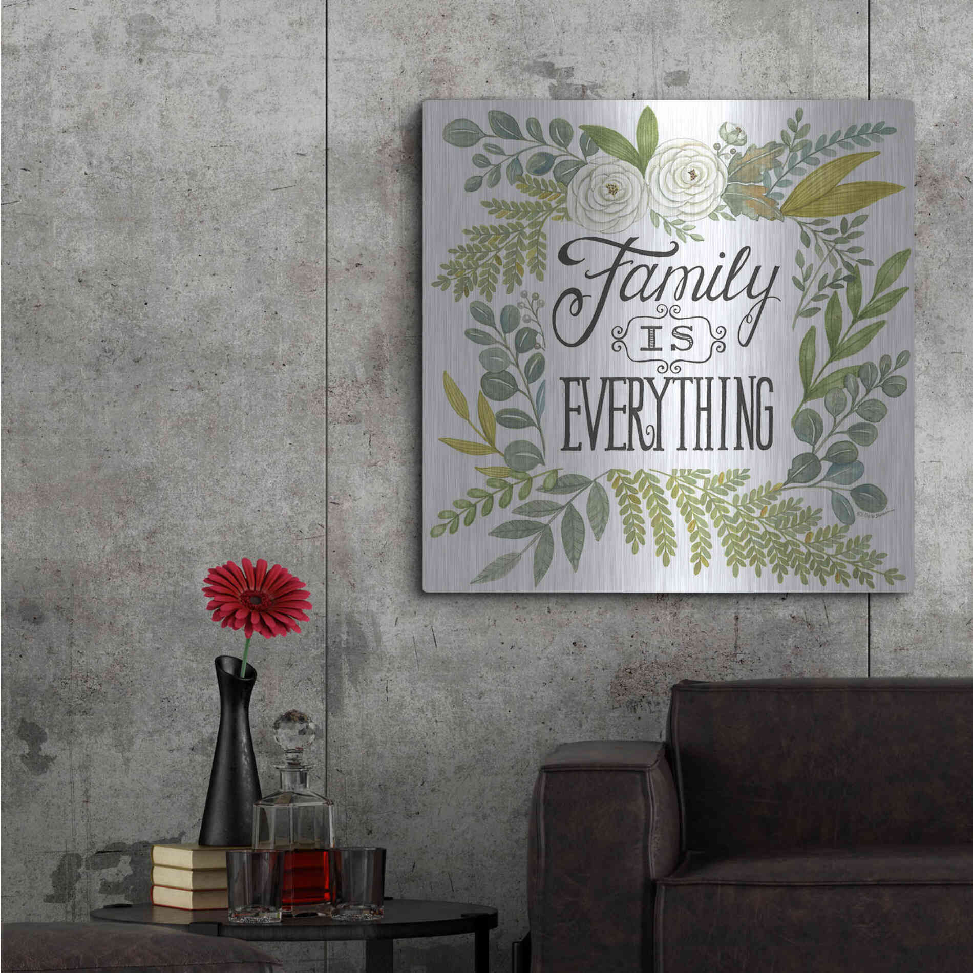 Luxe Metal Art 'Family Is Everything' by Deb Strain, Metal Wall Art,36x36