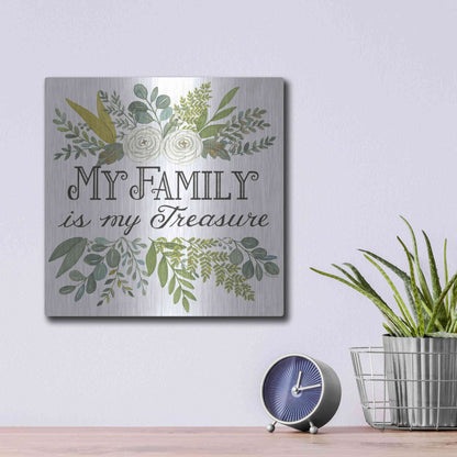 Luxe Metal Art 'My Family Is My Treasure' by Deb Strain, Metal Wall Art,12x12