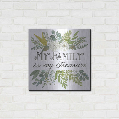 Luxe Metal Art 'My Family Is My Treasure' by Deb Strain, Metal Wall Art,24x24