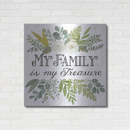 Luxe Metal Art 'My Family Is My Treasure' by Deb Strain, Metal Wall Art,36x36