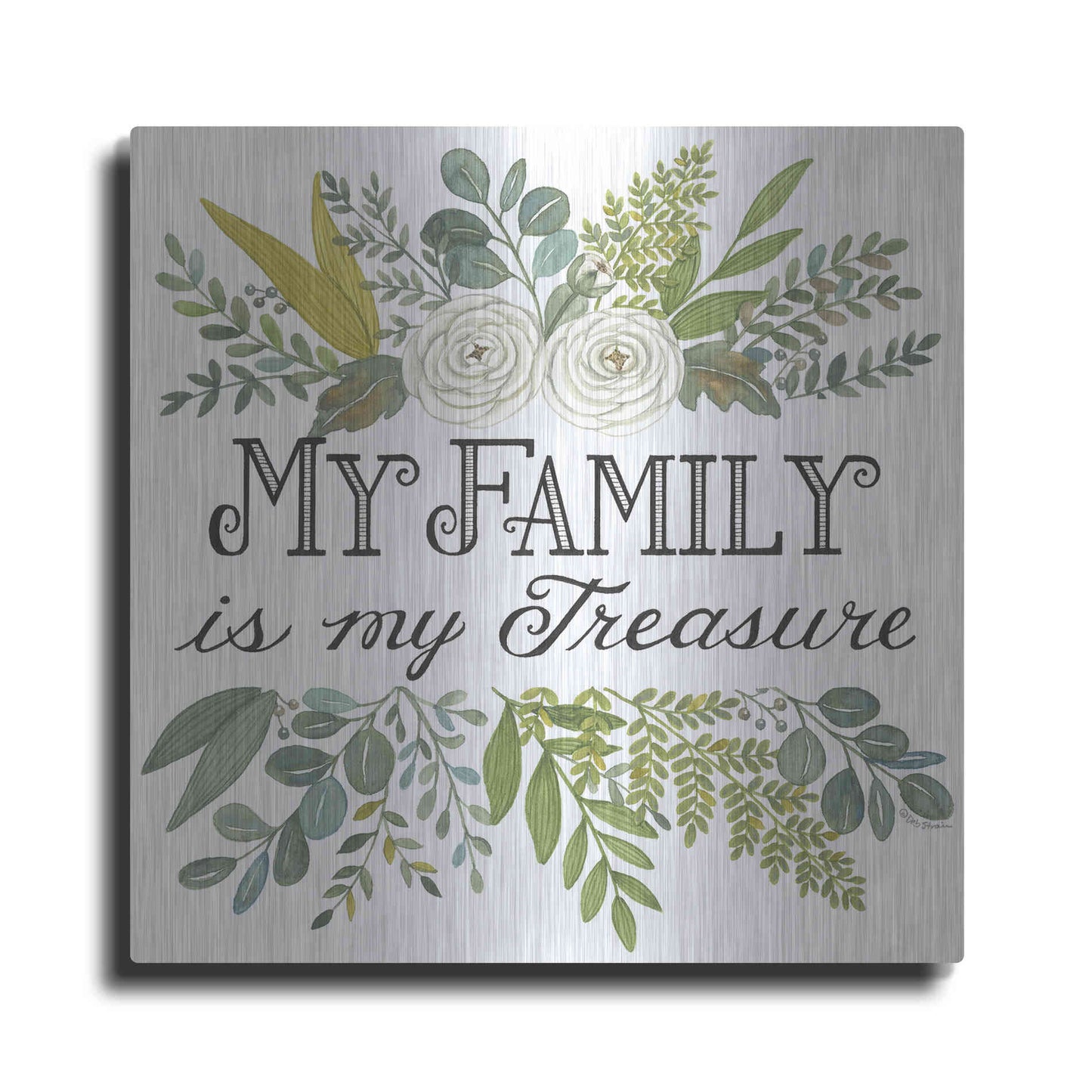 Luxe Metal Art 'My Family Is My Treasure' by Deb Strain, Metal Wall Art