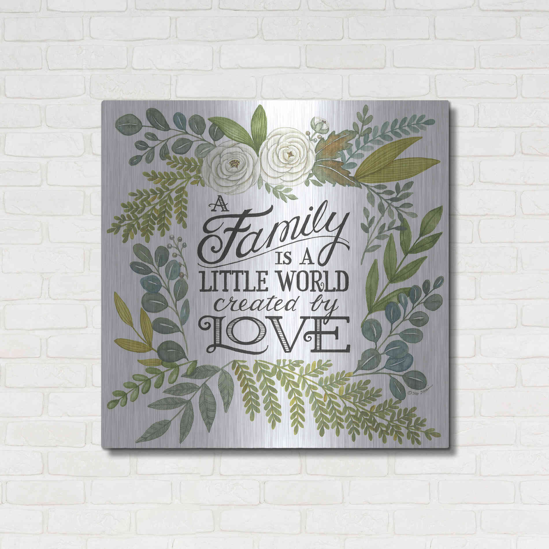 Luxe Metal Art 'A Family Is A Little World' by Deb Strain, Metal Wall Art,36x36