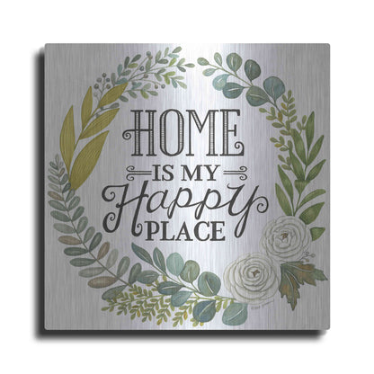 Luxe Metal Art 'Home Is My Happy Place' by Deb Strain, Metal Wall Art