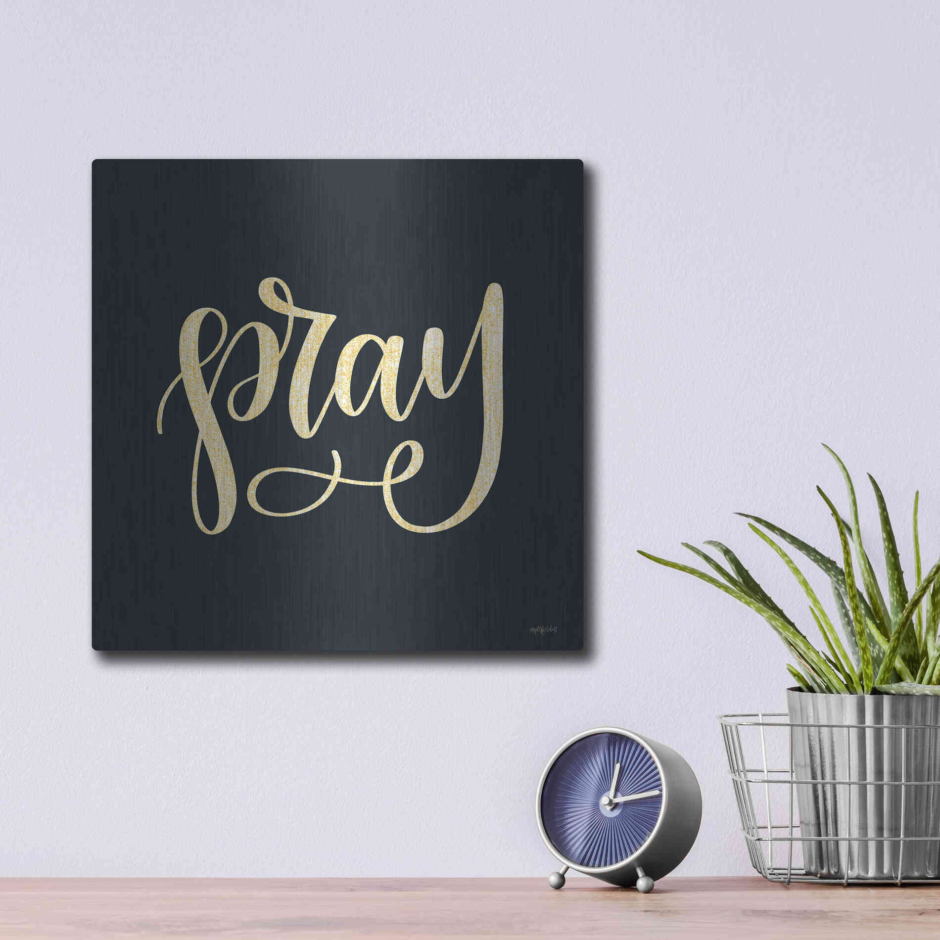 Luxe Metal Art 'Pray' by Imperfect Dust, Metal Wall Art,12x12