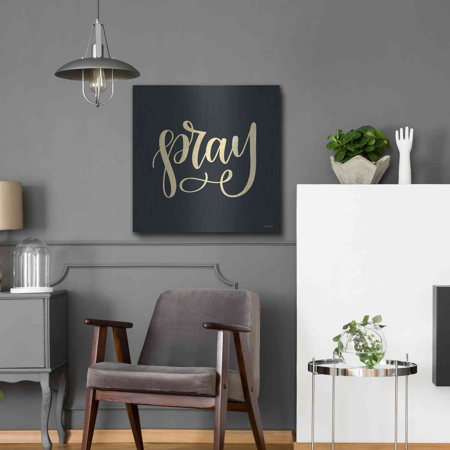 Luxe Metal Art 'Pray' by Imperfect Dust, Metal Wall Art,24x24