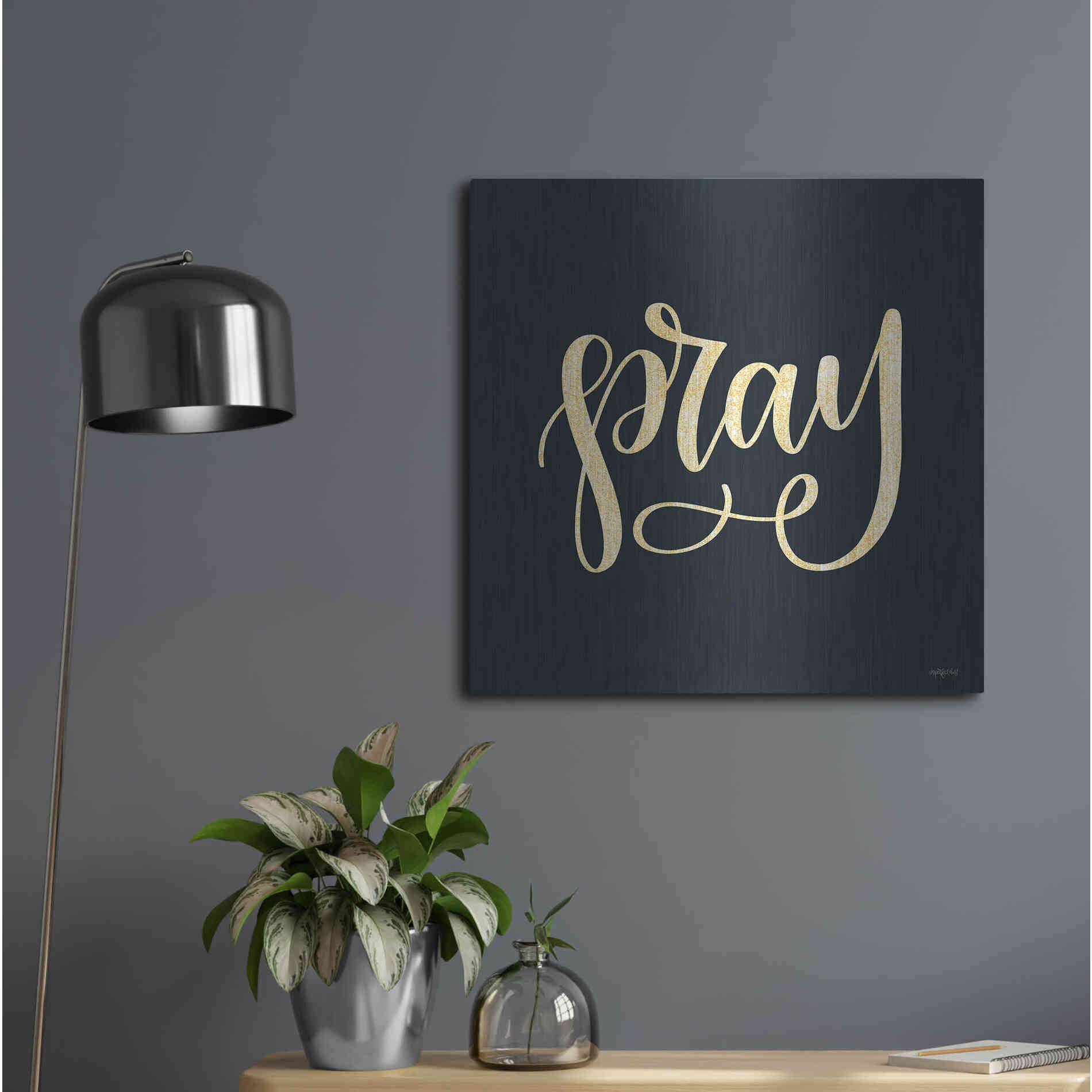 Luxe Metal Art 'Pray' by Imperfect Dust, Metal Wall Art,24x24