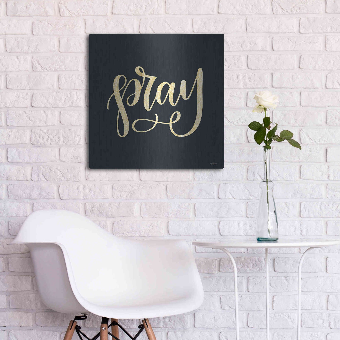 Luxe Metal Art 'Pray' by Imperfect Dust, Metal Wall Art,24x24