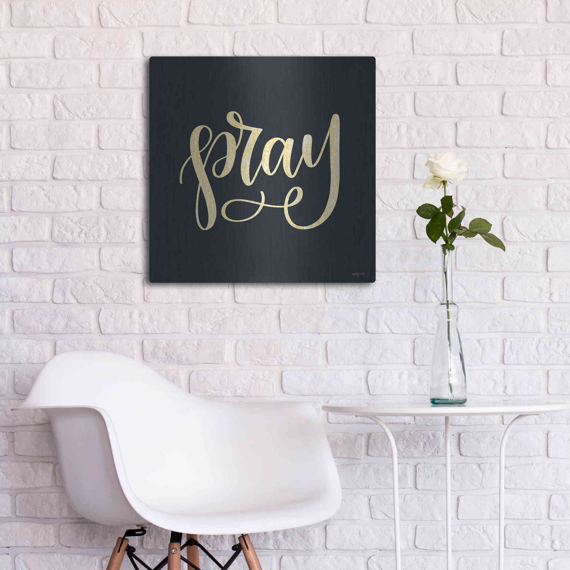 Luxe Metal Art 'Pray' by Imperfect Dust, Metal Wall Art,24x24