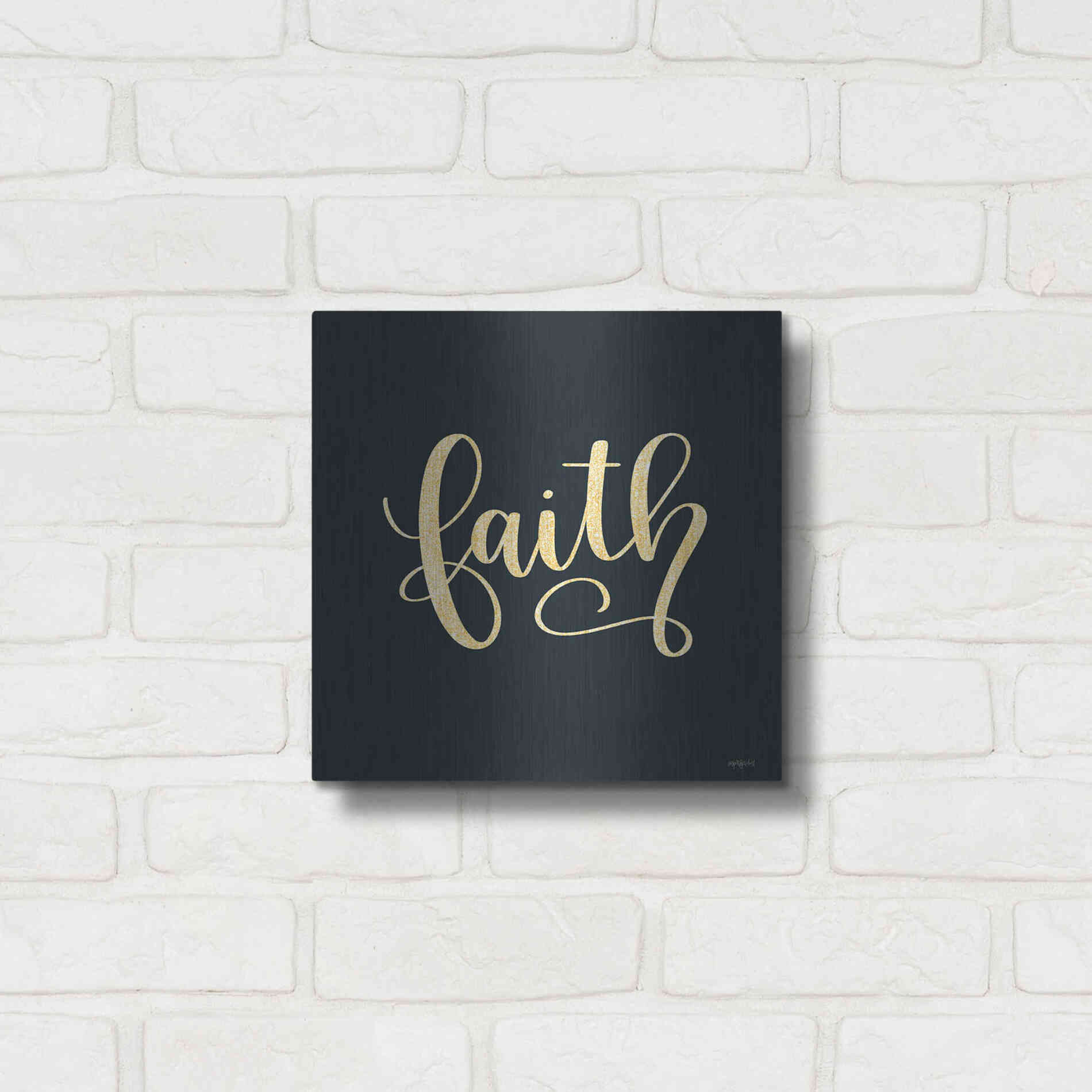 Luxe Metal Art 'Faith Black' by Imperfect Dust, Metal Wall Art,12x12