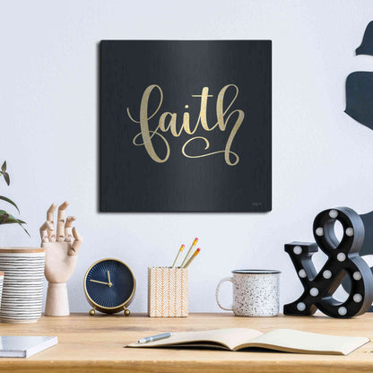 Luxe Metal Art 'Faith Black' by Imperfect Dust, Metal Wall Art,12x12