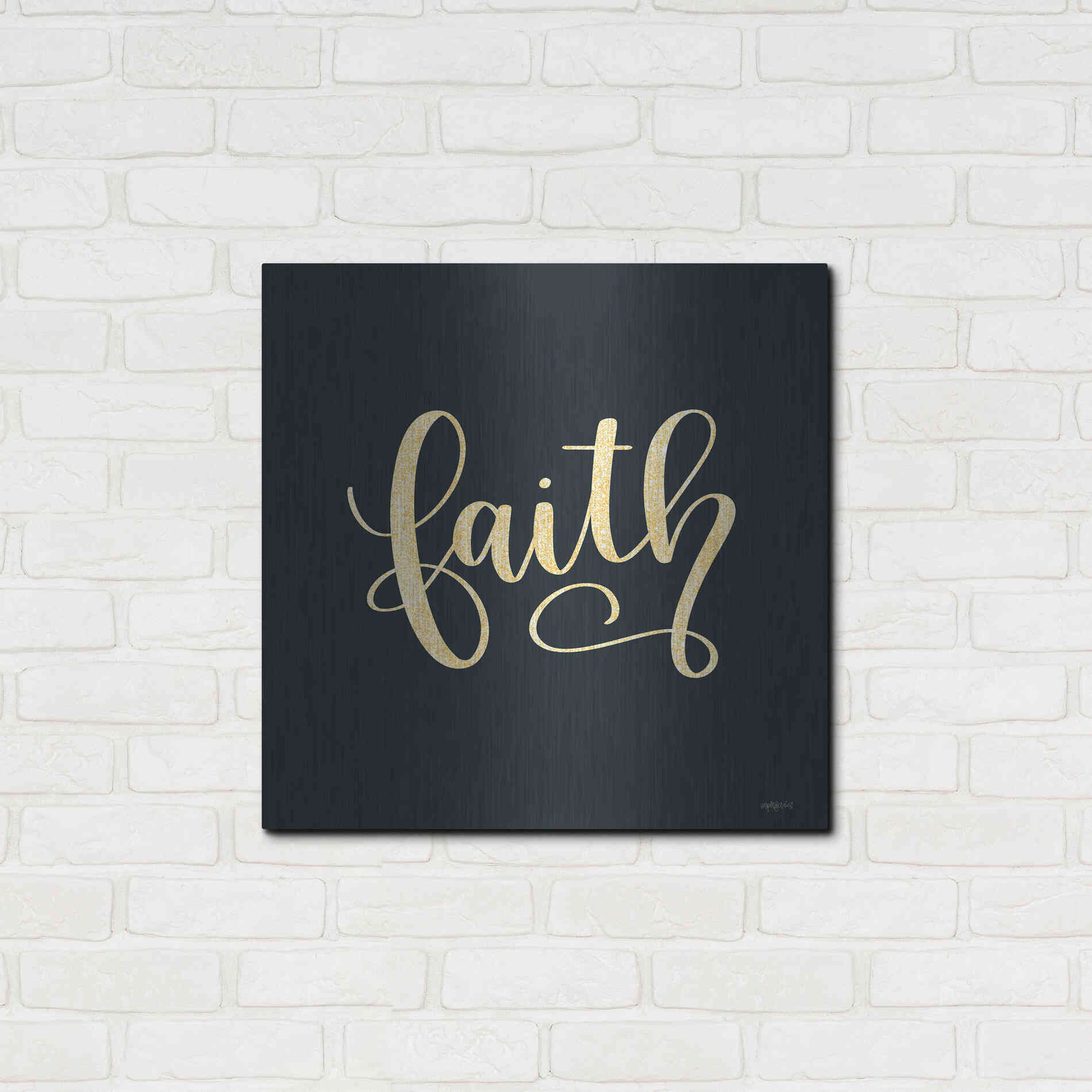 Luxe Metal Art 'Faith Black' by Imperfect Dust, Metal Wall Art,24x24