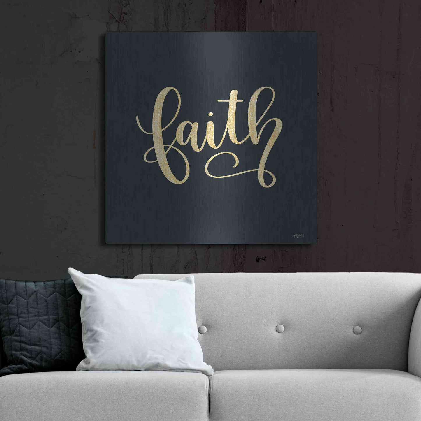 Luxe Metal Art 'Faith Black' by Imperfect Dust, Metal Wall Art,36x36