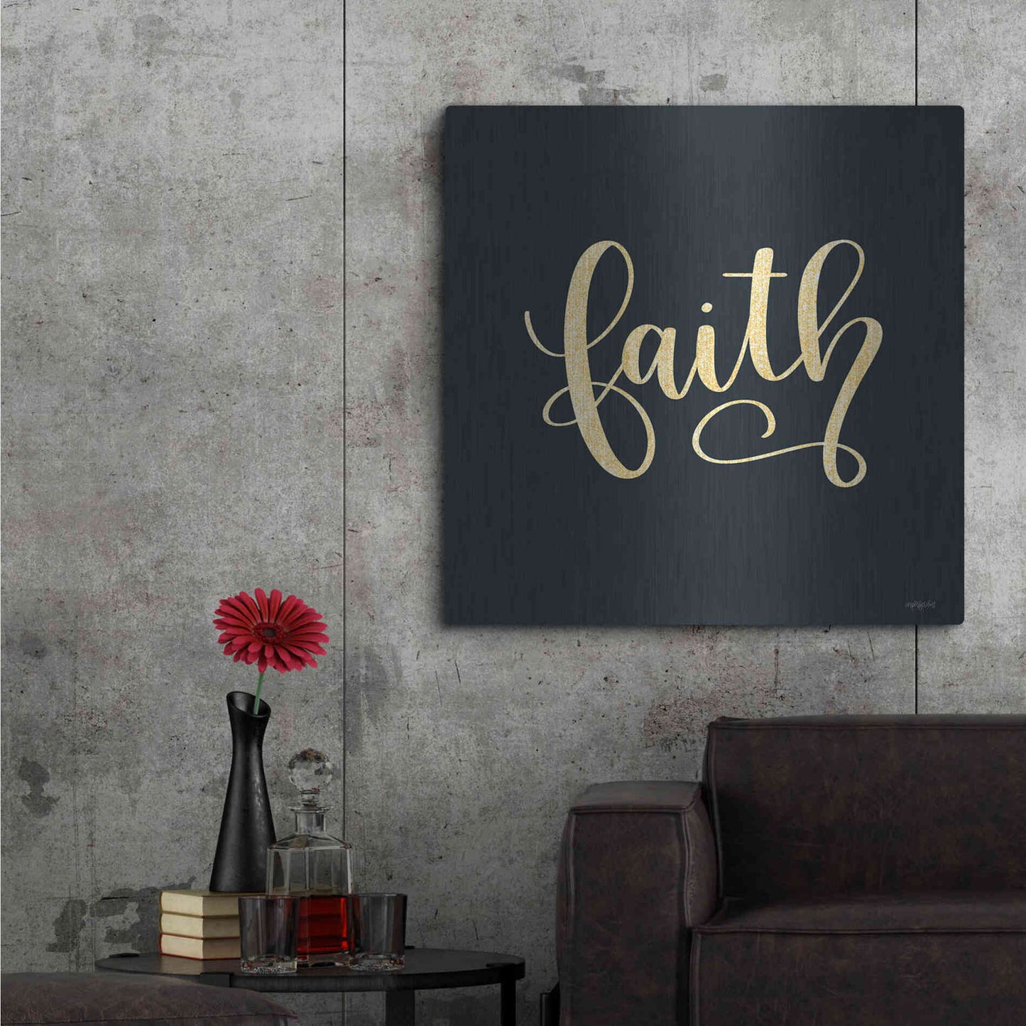 Luxe Metal Art 'Faith Black' by Imperfect Dust, Metal Wall Art,36x36