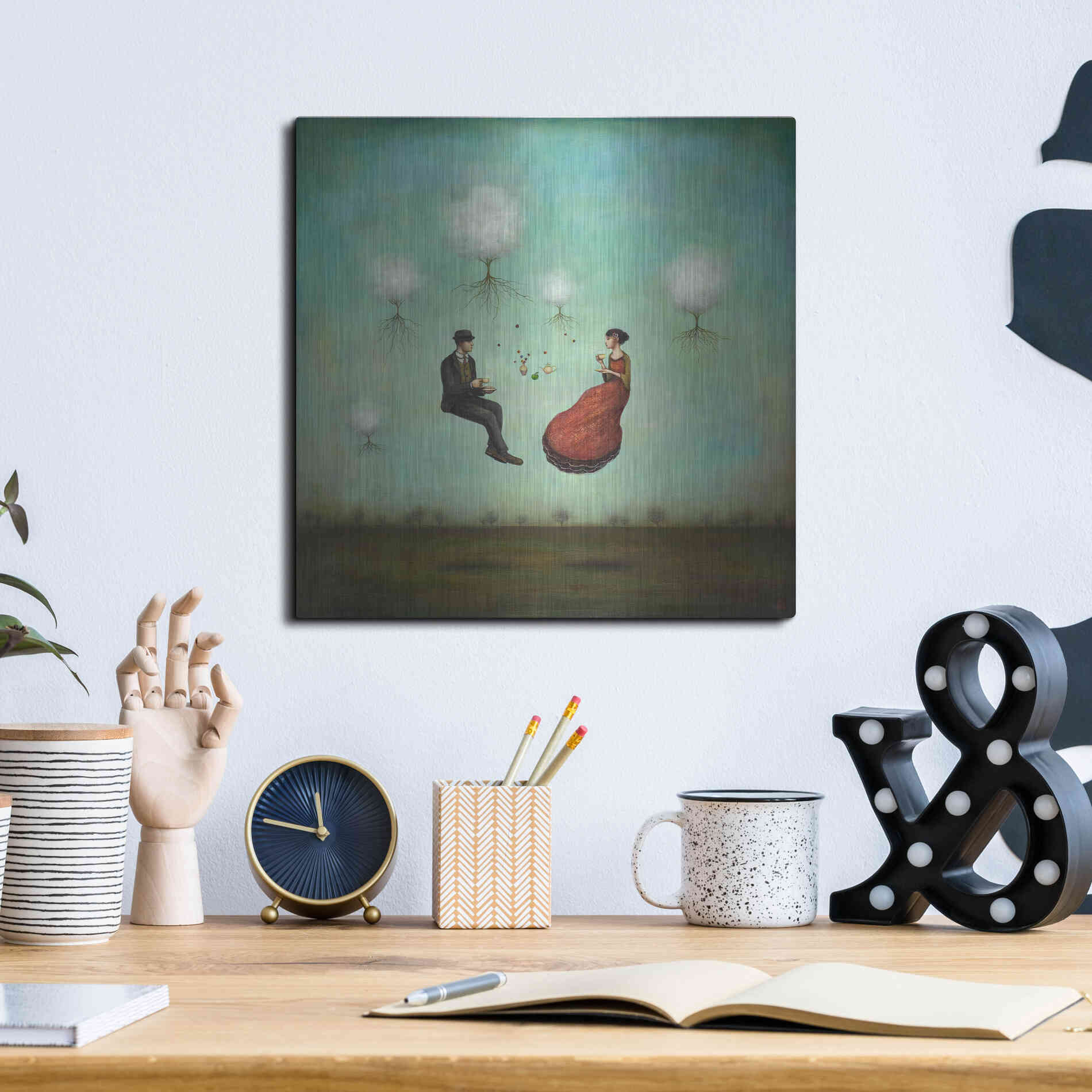 Luxe Metal Art 'Gravitea For Two' by Duy Huynh, Metal Wall Art,12x12