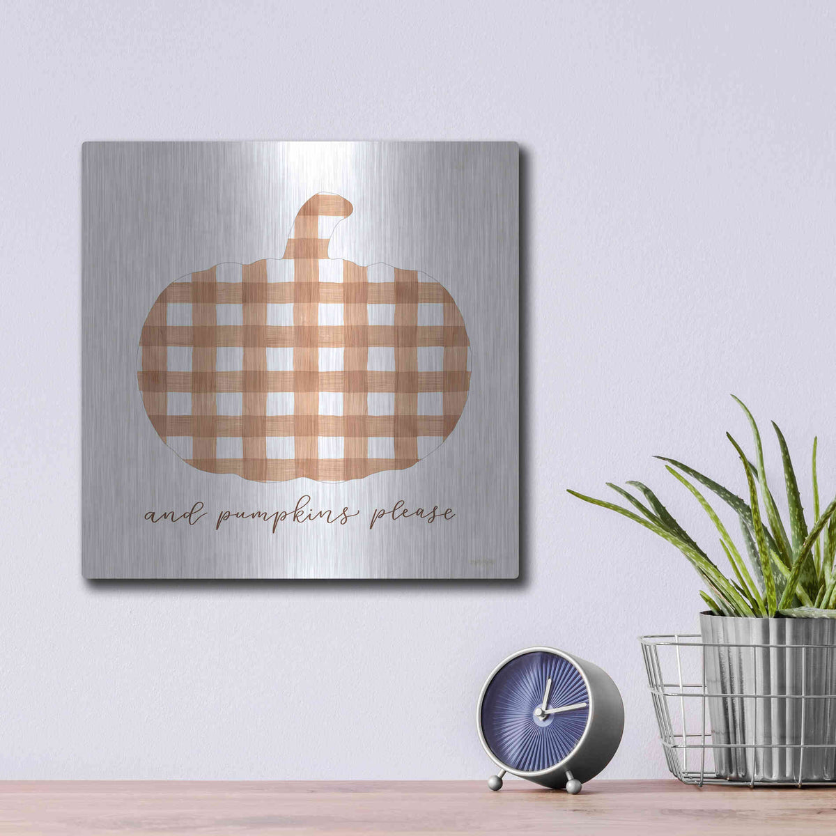 Luxe Metal Art 'And Pumpkins Please' by Imperfect Dust, Metal Wall Art,12x12