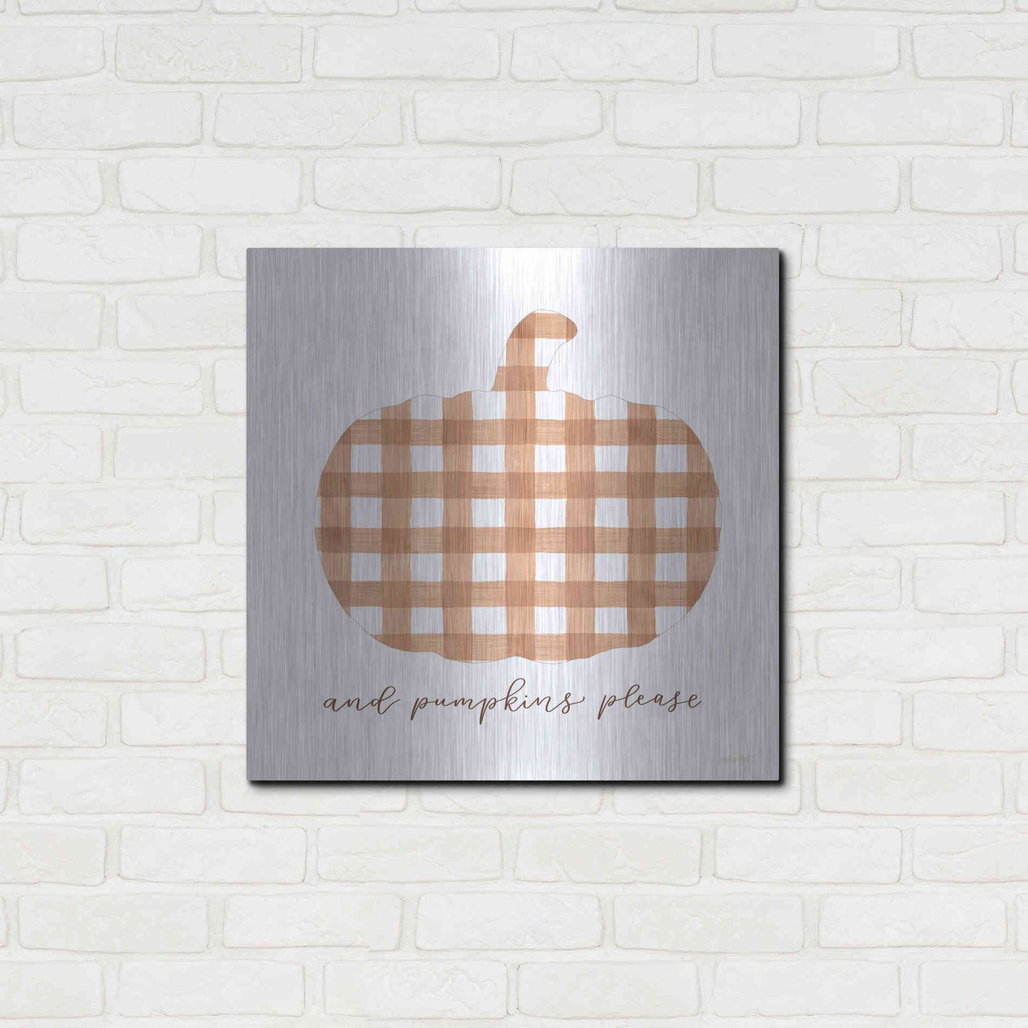 Luxe Metal Art 'And Pumpkins Please' by Imperfect Dust, Metal Wall Art,24x24