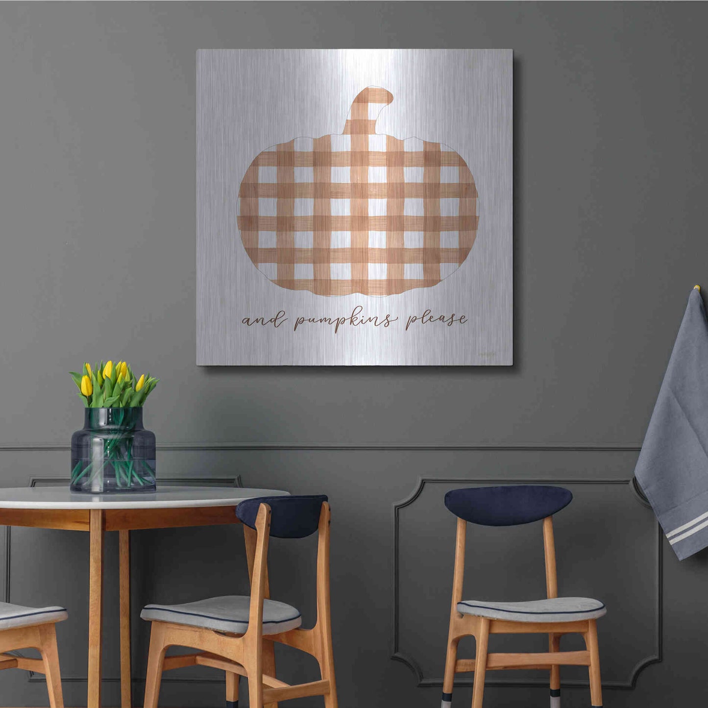 Luxe Metal Art 'And Pumpkins Please' by Imperfect Dust, Metal Wall Art,36x36