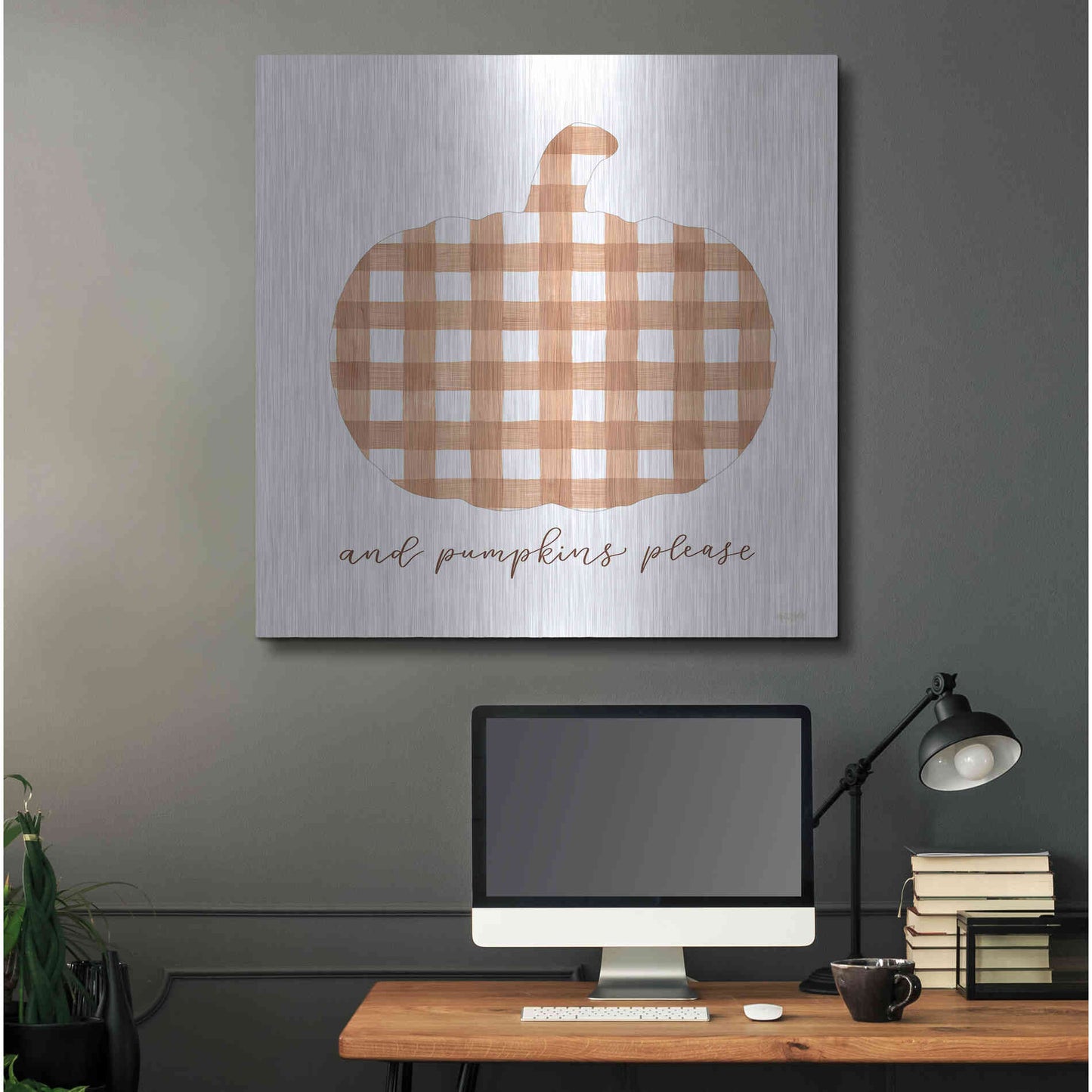 Luxe Metal Art 'And Pumpkins Please' by Imperfect Dust, Metal Wall Art,36x36