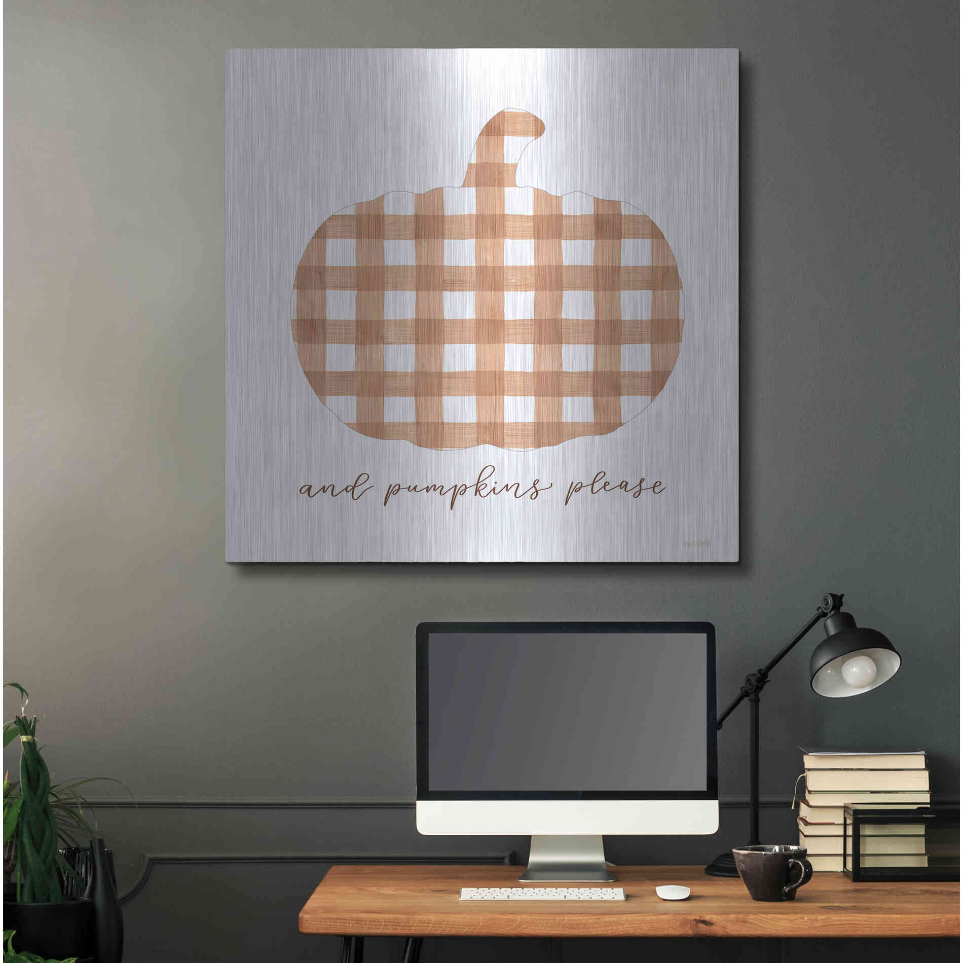 Luxe Metal Art 'And Pumpkins Please' by Imperfect Dust, Metal Wall Art,36x36