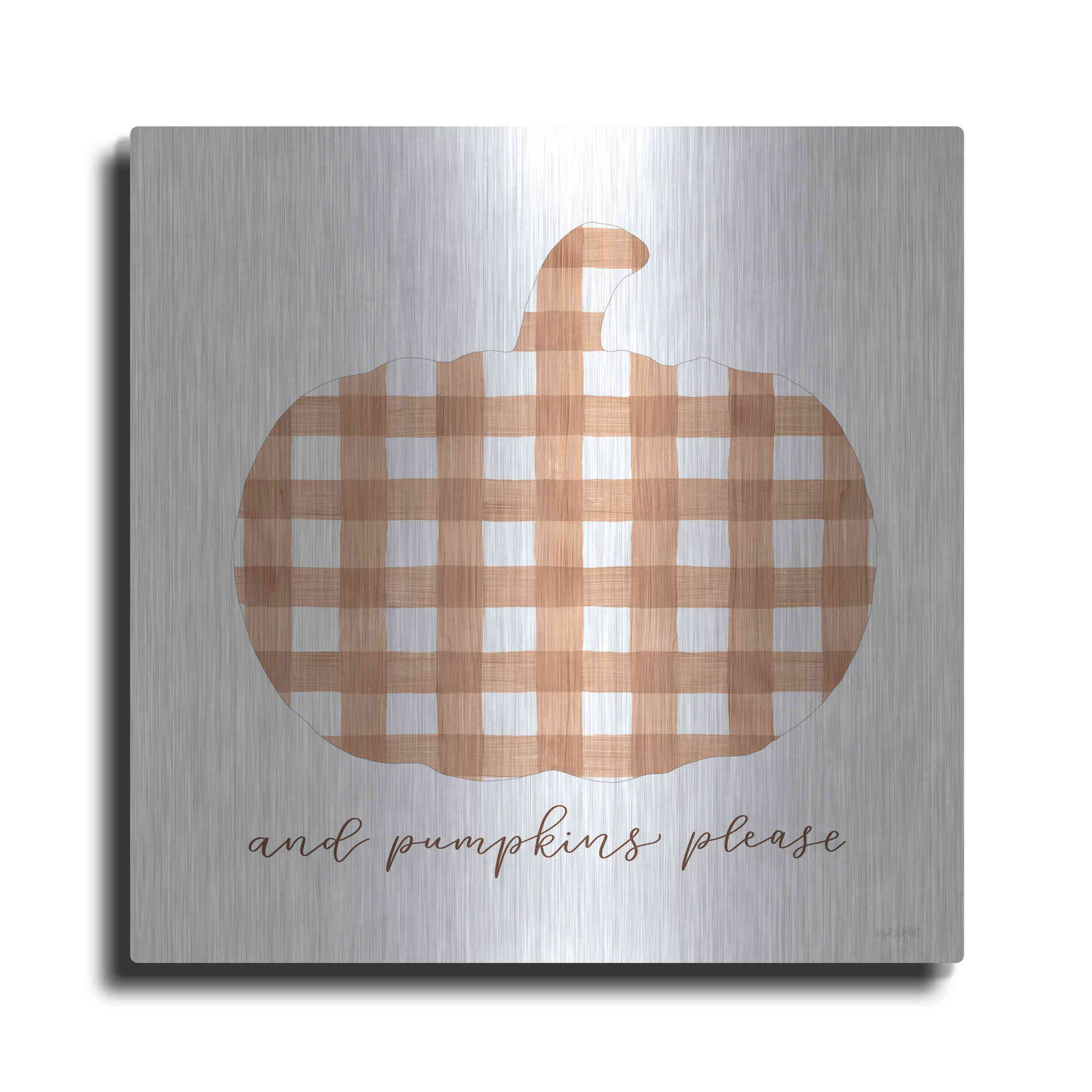 Luxe Metal Art 'And Pumpkins Please' by Imperfect Dust, Metal Wall Art