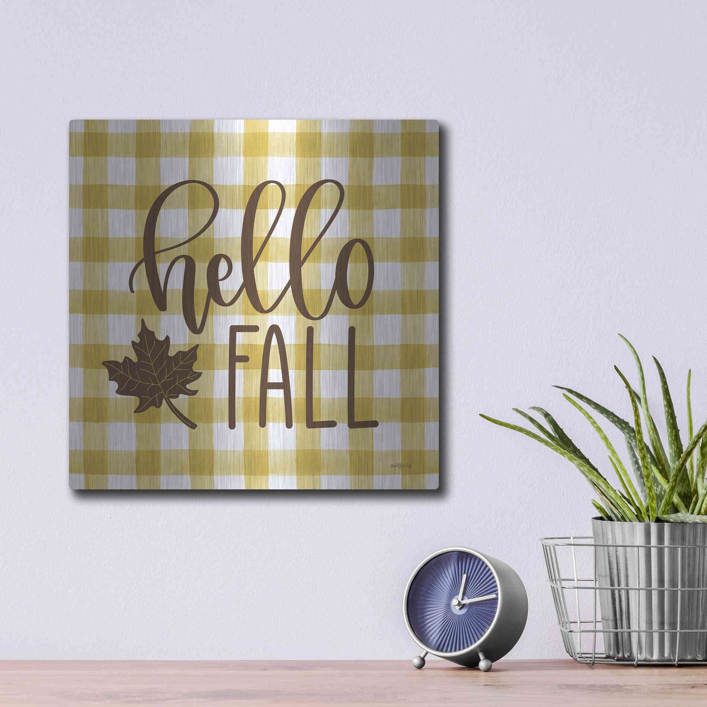 Luxe Metal Art 'Hello Fall' by Imperfect Dust, Metal Wall Art,12x12