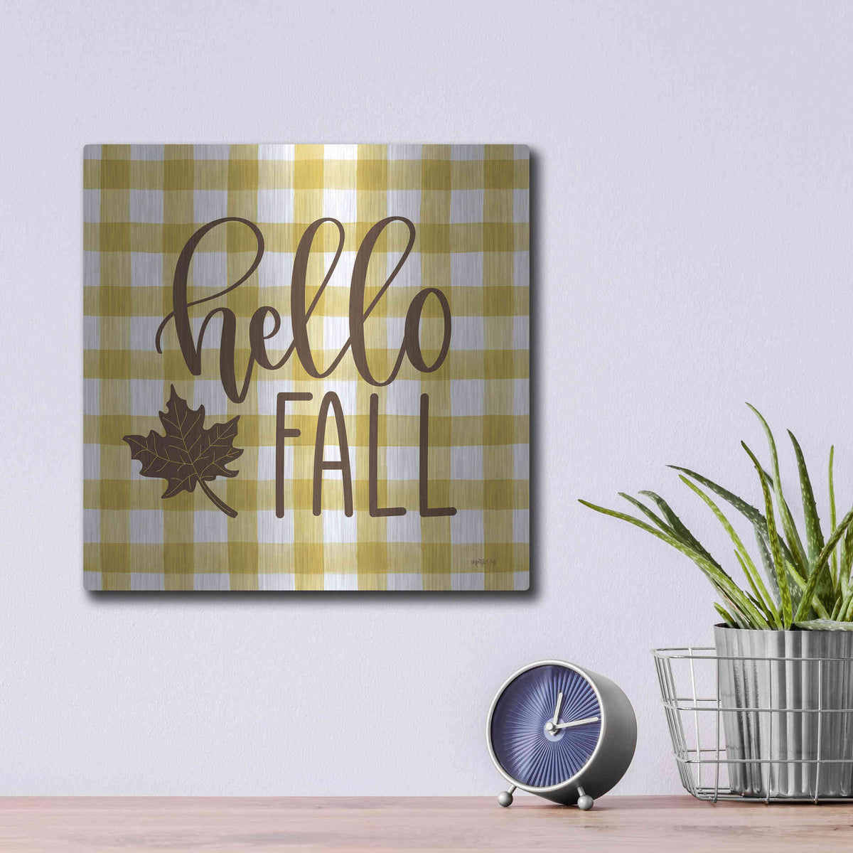 Luxe Metal Art 'Hello Fall' by Imperfect Dust, Metal Wall Art,12x12