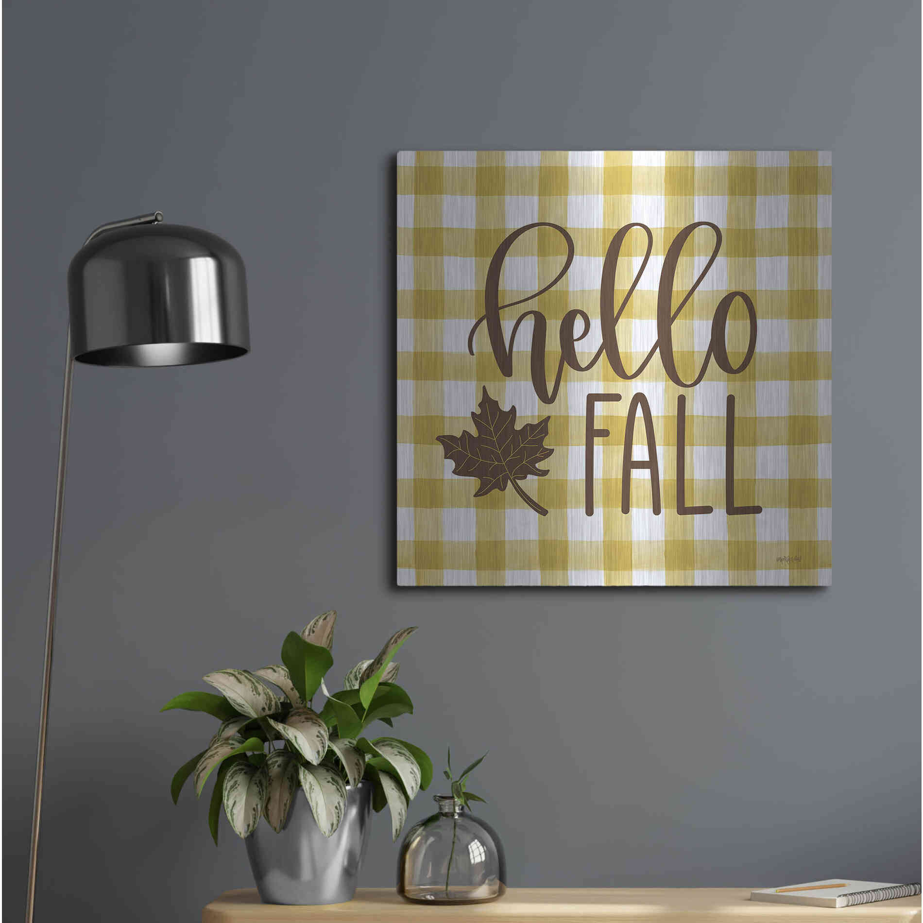 Luxe Metal Art 'Hello Fall' by Imperfect Dust, Metal Wall Art,24x24