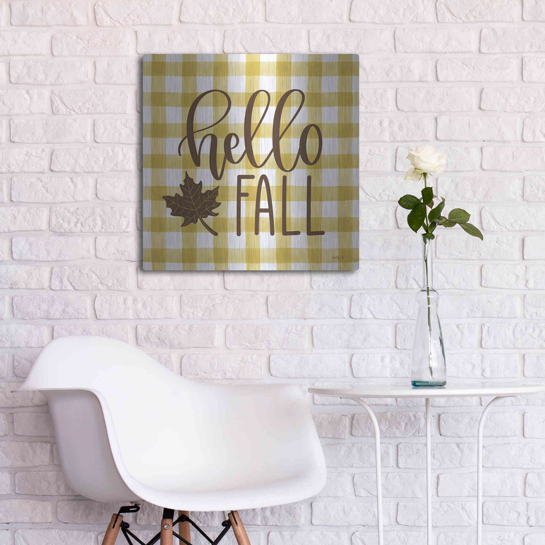Luxe Metal Art 'Hello Fall' by Imperfect Dust, Metal Wall Art,24x24