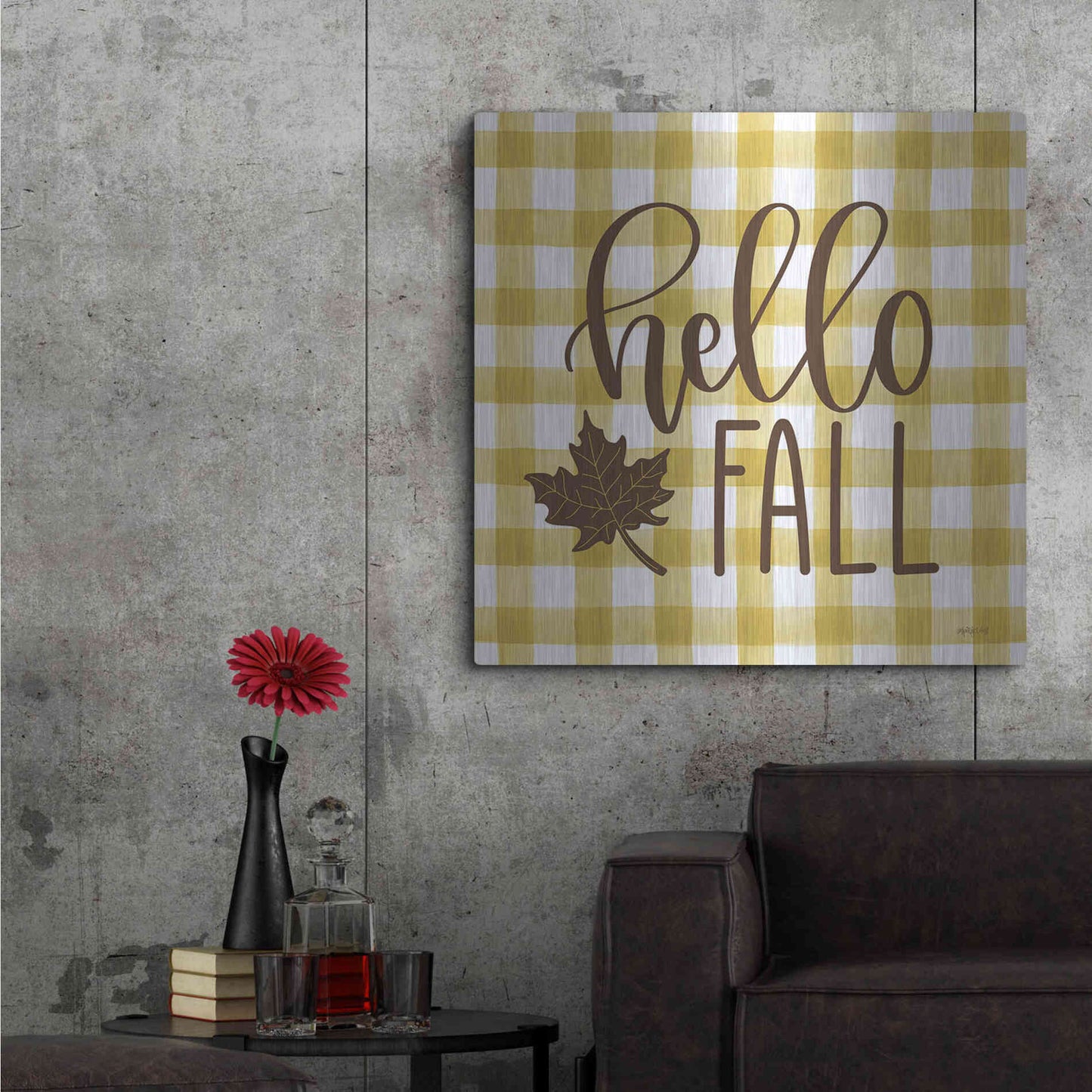 Luxe Metal Art 'Hello Fall' by Imperfect Dust, Metal Wall Art,36x36