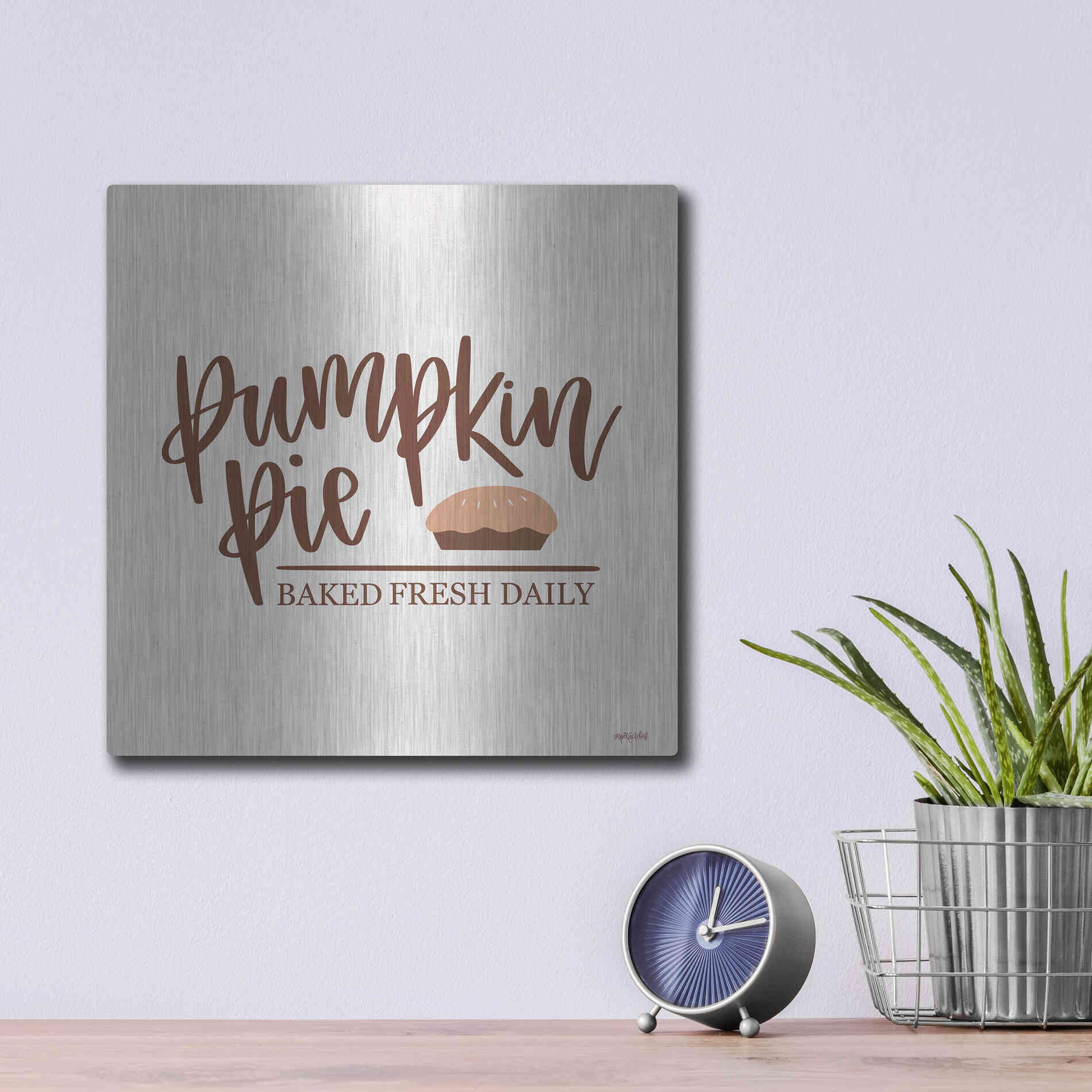 Luxe Metal Art 'Pumpkin Pie' by Imperfect Dust, Metal Wall Art,12x12