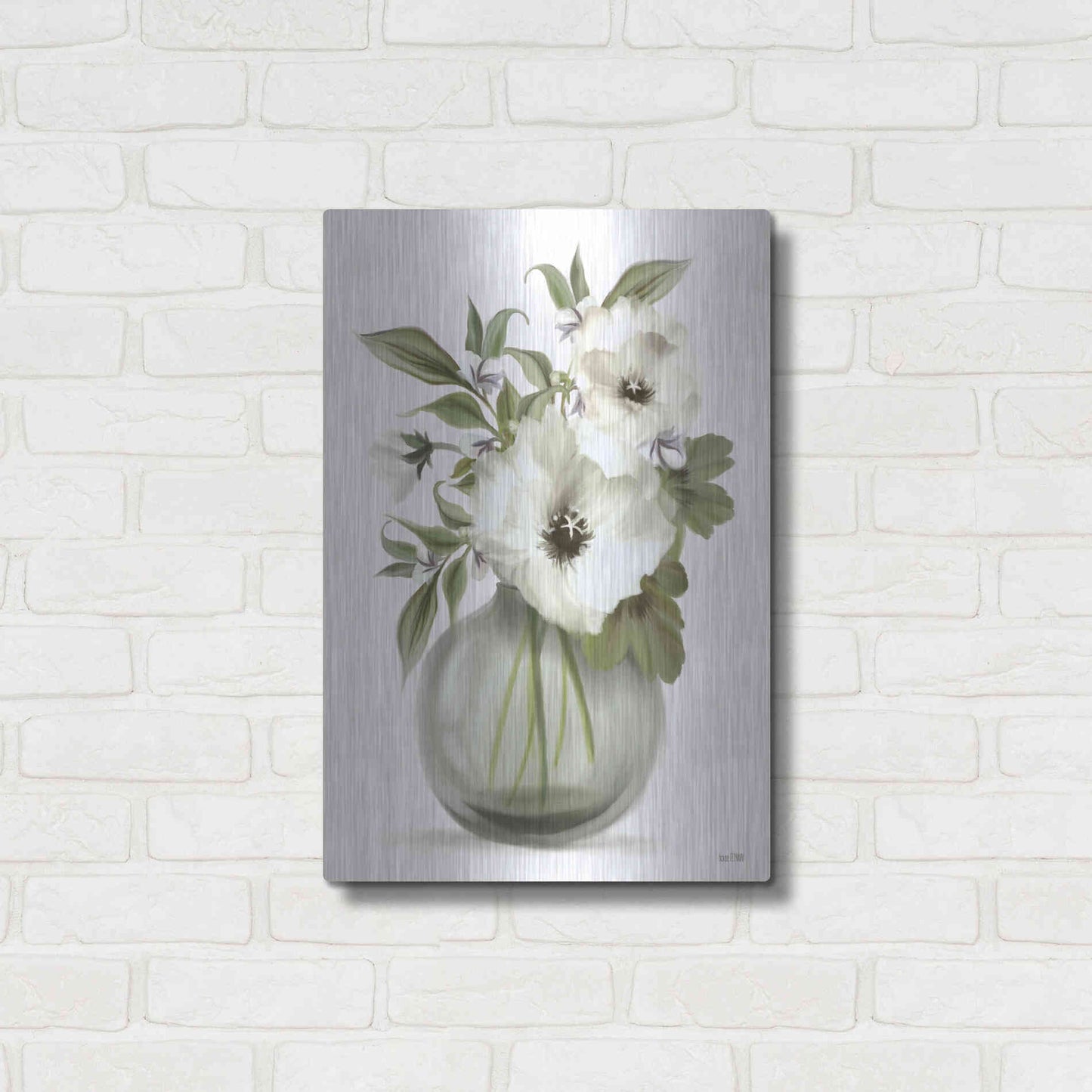 Luxe Metal Art 'Botanical Posies' by House Fenway, Metal Wall Art,16x24