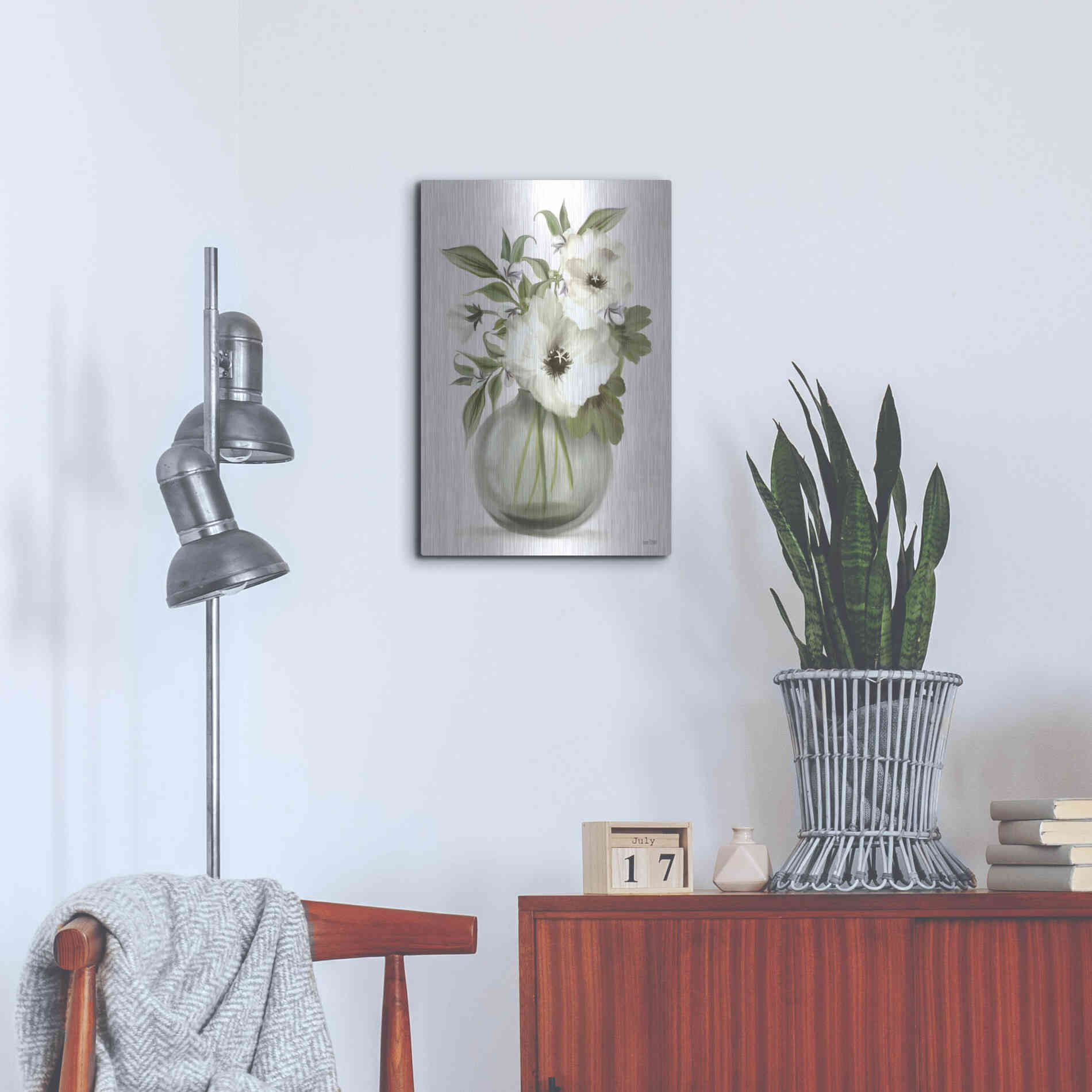 Luxe Metal Art 'Botanical Posies' by House Fenway, Metal Wall Art,16x24