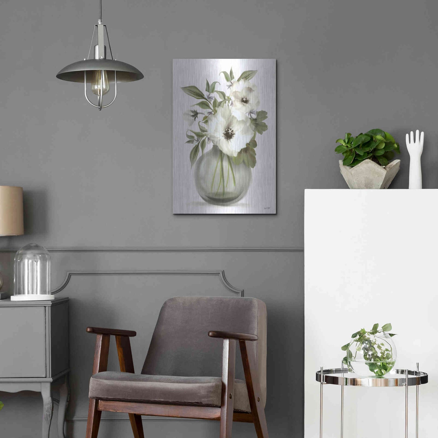 Luxe Metal Art 'Botanical Posies' by House Fenway, Metal Wall Art,16x24